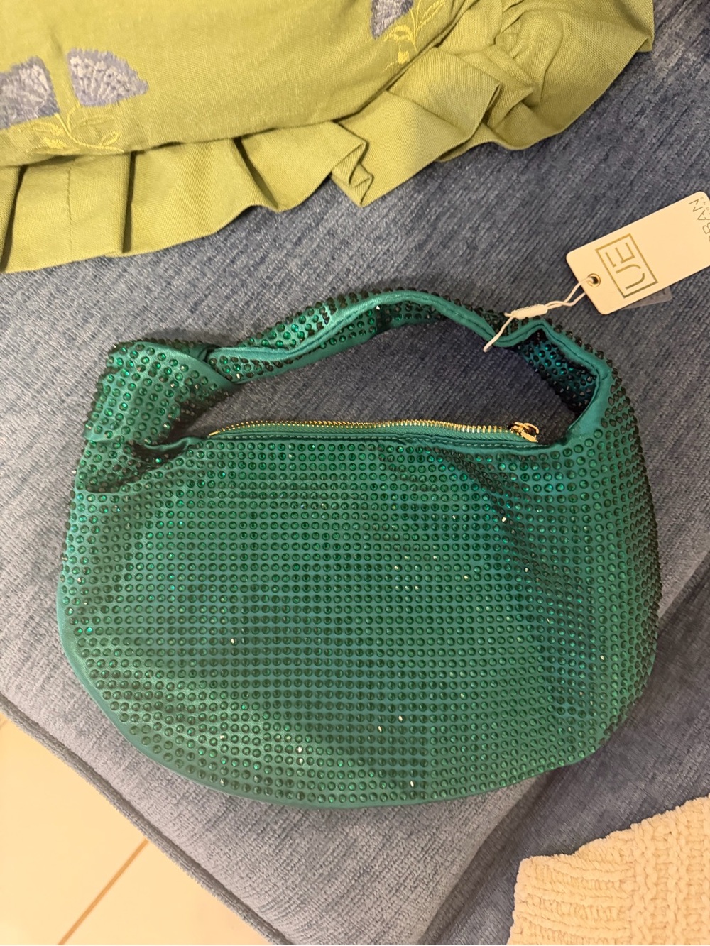 Sequined Emerald Green Night Bag - Urban